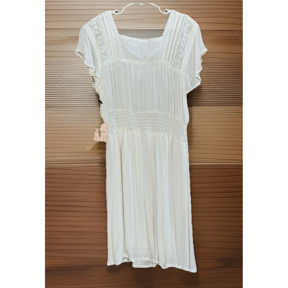 Love Squared Girls Size 8 White Dress Short Sleeve with Ruffle Detail NWT - Picture 3 of 9